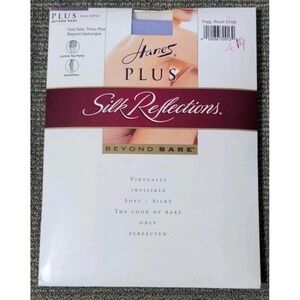 Vtg Hanes 3 Plus Pantyhose Sandalfoot Reflections Hydrangea Purple Control Top